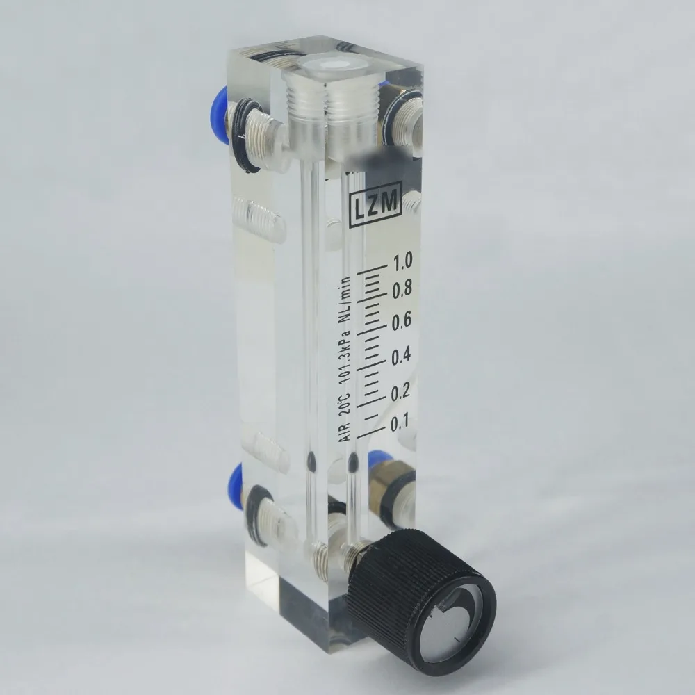 0.1LPM To 35LPM LZM-6T Air Nitrogen Flowmeter Rotameter With Valve Fit 6/8/10/12mm Tube