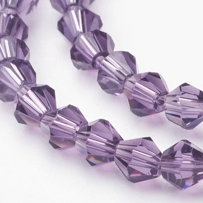 2 Strands 4mm Small Glass Beads Faceted Bicone Loose Spacer Beads for Jewelry Making DIY Bracelet Necklace about 110pcs/strand