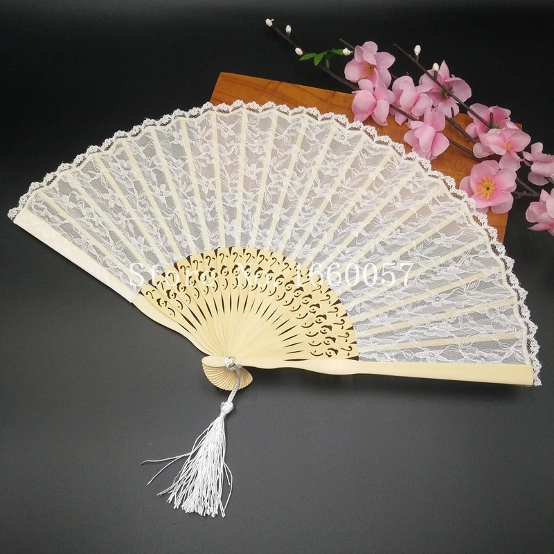 Auviderin  Wedding Favors Gift Spanish Victorian White Black Red Lace Hand Folding Fan Pocket Fan for Bride Party Decorations