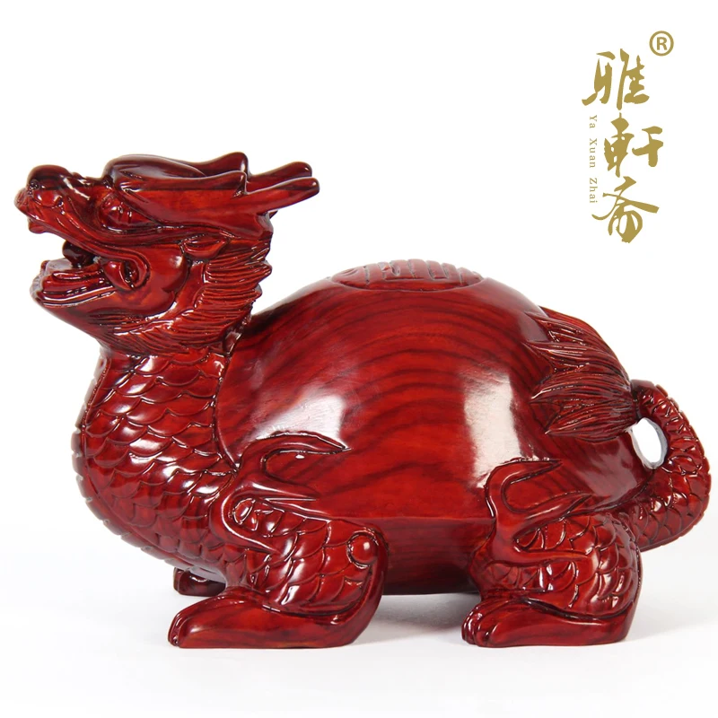 Dongyang wood carving crafts mahogany wood decoration feng shui dragon turtle Home Furnishing matter lucky turtle turtle longevi