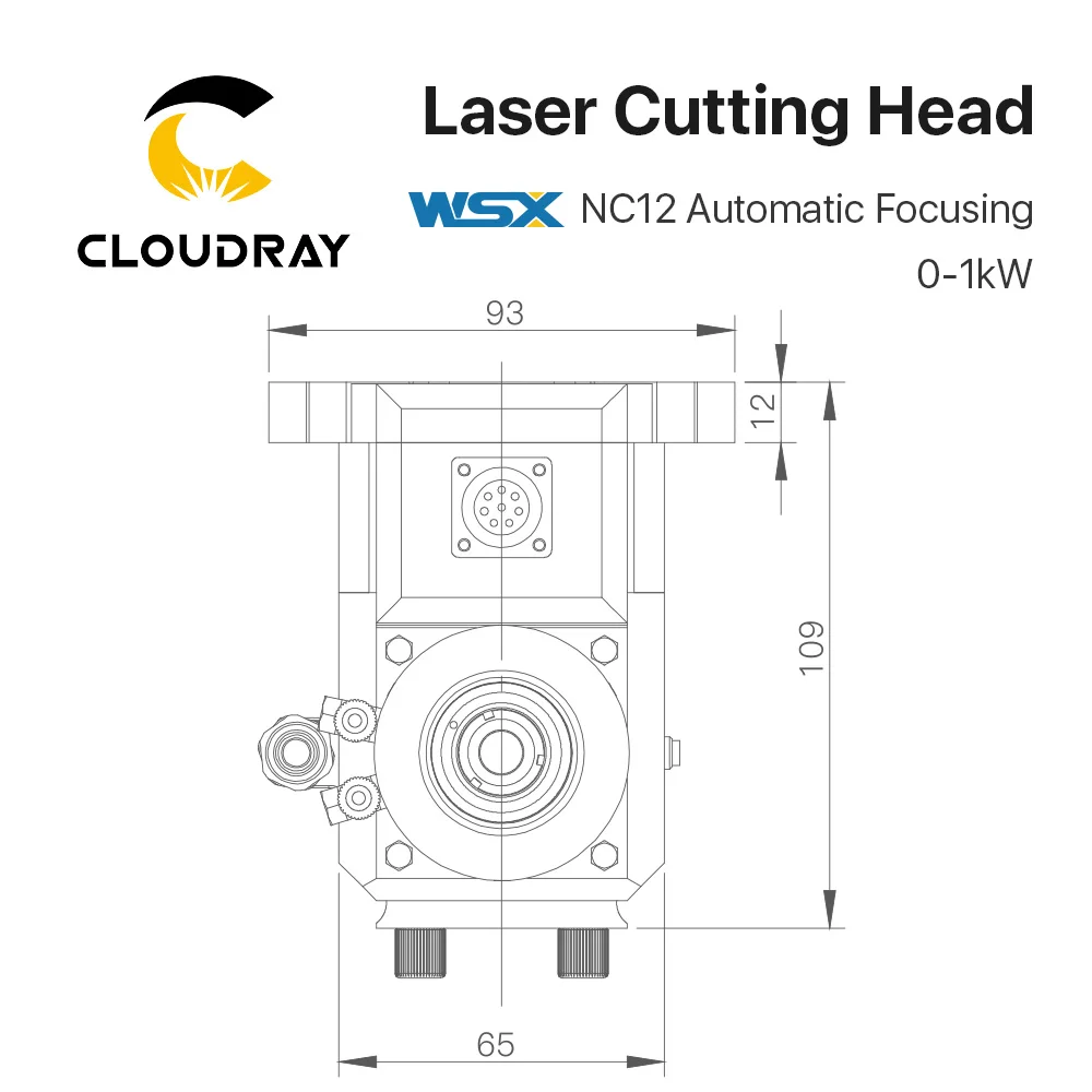 Cloudray WSX 0-1KW Fiber Laser Cutting Head NC12 Automatic Focusing 1000W for Metal Cutting