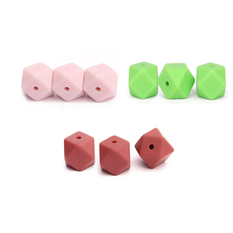 50 Pcs Silicone Teething Beads Hexagon 17mm Nursing Chew Necklace Diy Jewelry Findings Bpa Free Teether Beads For Baby
