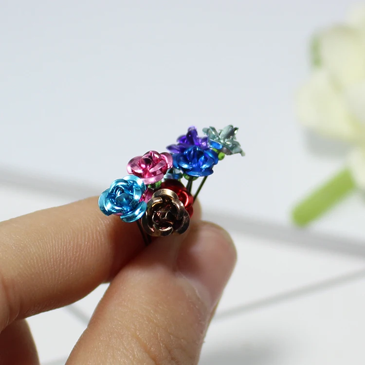 15PCS Colourful mini Rose flower Decoration for Filler Rice Vial Glass Wishing Bottle Charm Pendant