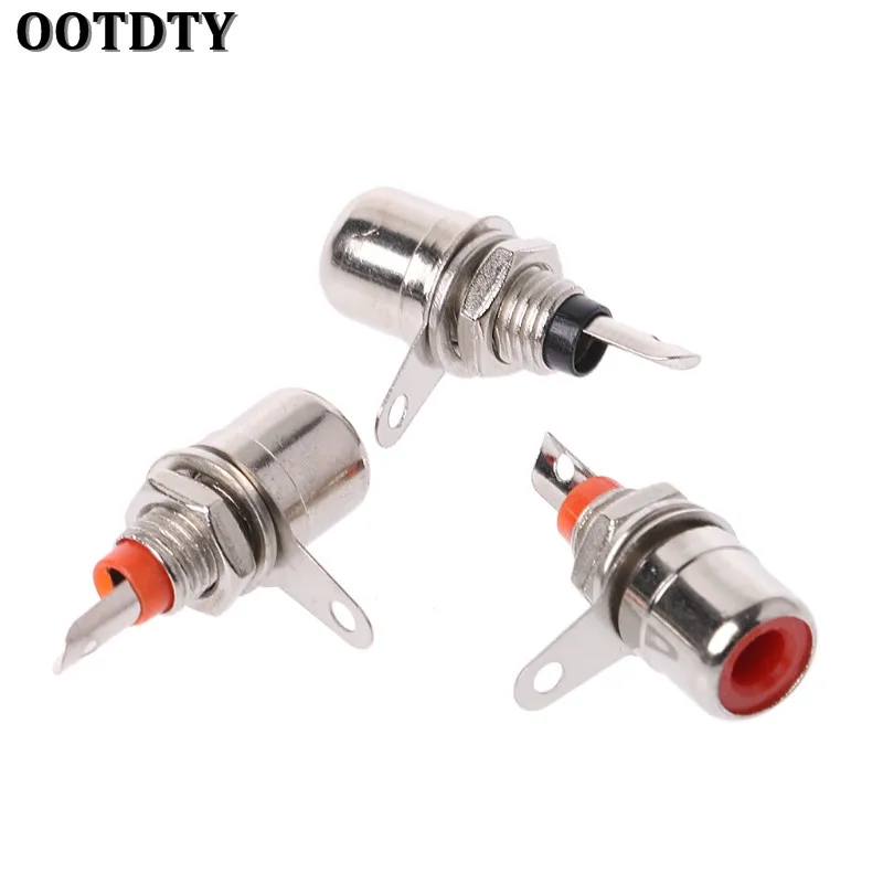 Ootdty10pcs金メッキrcaフォノシャーシパネルマウントメスソケットアダプター赤黒