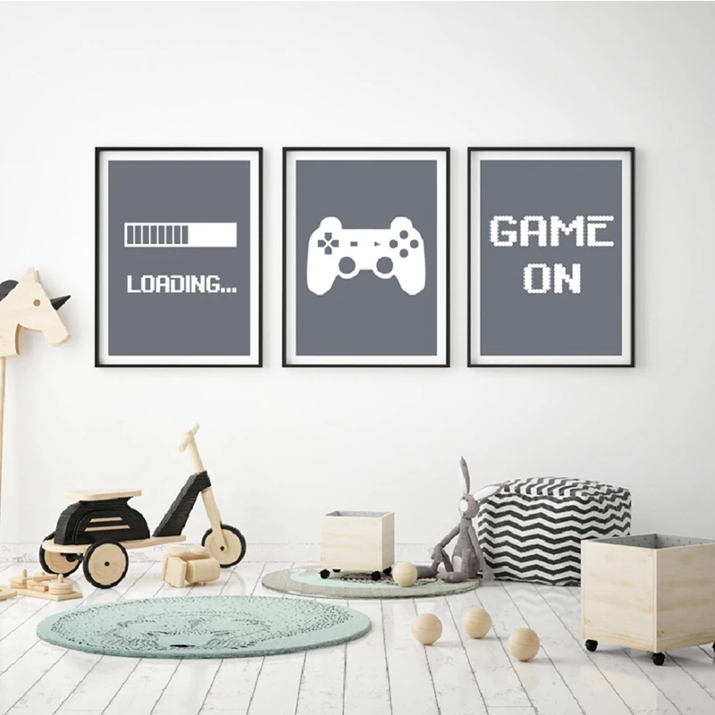 Gaming Minimalist Art Canvas Poster Painting Boys Room Decorative , Video Game Wall Pictures Print For Gamer Room Decoration