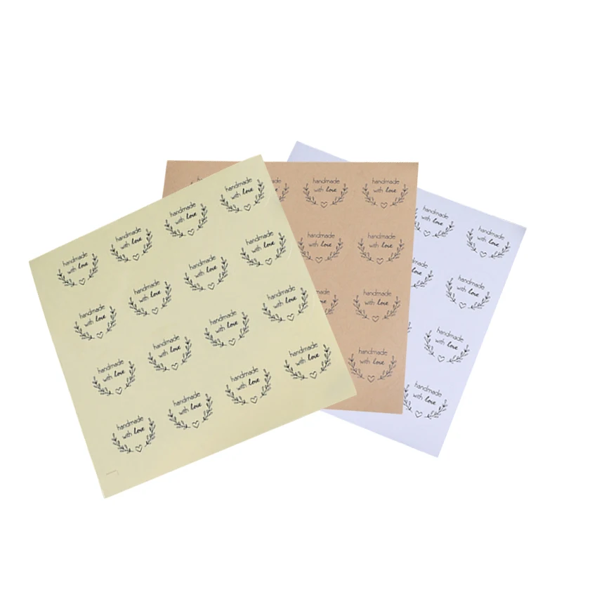 160 Stück/Los, süße Liebes-Girlande, handgefertigt mit Liebe, aus Kraftpapier, weiß, transparent, zum Selbermachen, für Geschenke, Kuchen, Backen, Versiegelung, Aufkleber – Detail 7
