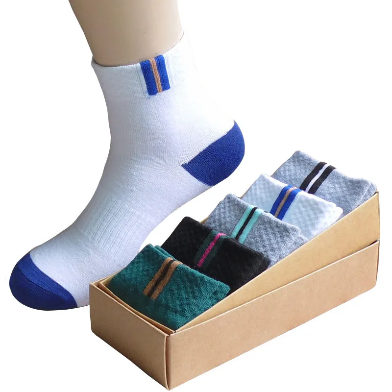 

New Arrival Gift Box 5 Pairs Men Colorful Patchwork Socks Meias Winter Spring Calcetine Sock Breathable Cotton Male Socks