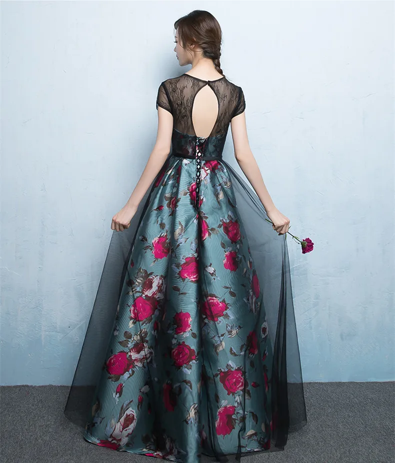 JaneVini-Vestidos largos elegantes de encaje para mujer, vestidos de dama de honor con estampado Floral, con espalda abierta y flores, para fiesta de boda