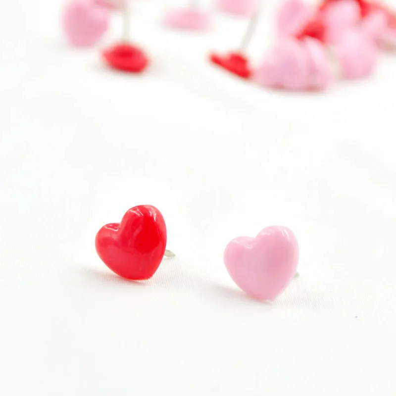 50Pcs Mini Pink Red Heart Push Pins Cute Heart-shaped Push Pin Thumbtack For School Office Supplies Kids Decorative Drawing Pins