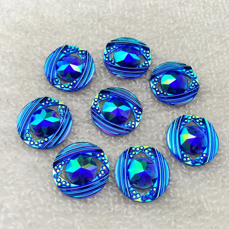 10pcs shiny Round rhinestone Flat back crystal Cabochon Art Supply Decoration Charm Craft buttons 18mm -E847