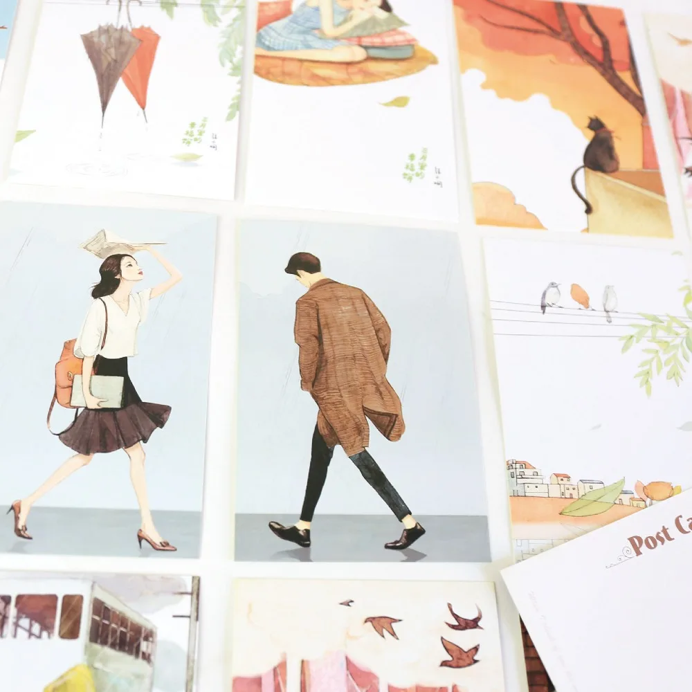 30 Sheets/Set Creative Happy Life in March Postcard Greeting Card Message Card Birthday Gift Card