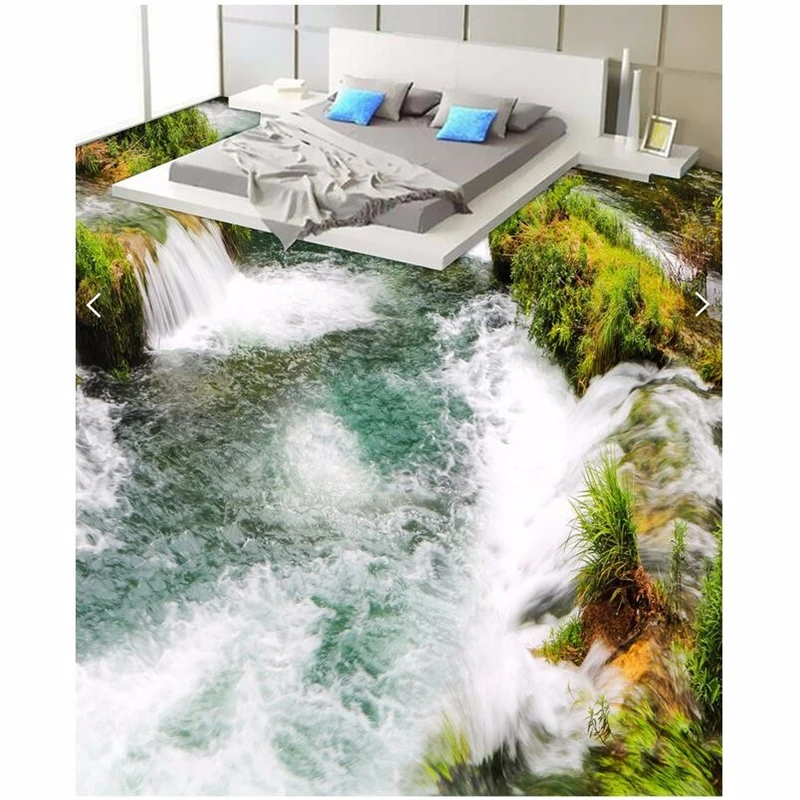 beibehang Floor painting Modern Art pebbles flower Bathroom kitchen PVC Wall paper Self-adhesive 3D wall sticker Floor mural