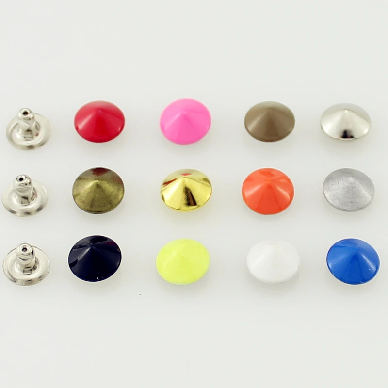 100sets 9mm Colorful Painted Cone Rivets For Leather Tire Studs And Spikes For Clothes DIY Shoes Bags Tachas Para Ropa