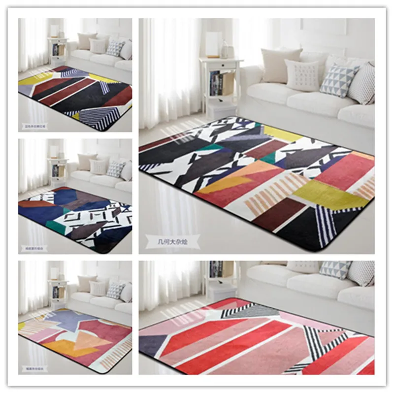 190*280cm Big size Carpets Geometry Shape Living room bedroom Bay window Home Area Carpet Doormat Kids Room Multi-Size Rugs