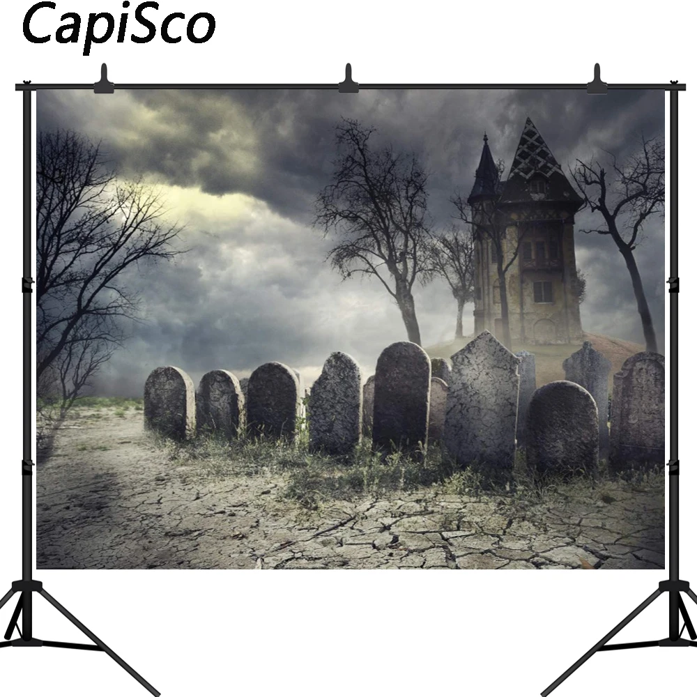 

Capisco vinyl photography background terror cemetery Castle Halloween theme backdrop professional photo background studio