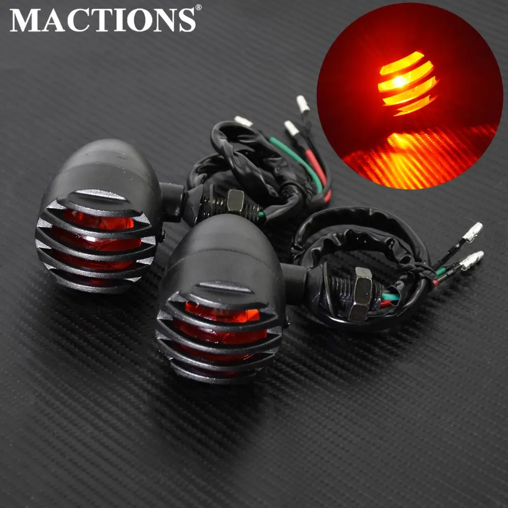 Motorcycle Red Grill Bullet Turn Signal Indicator Light Lamp Blinker Lamp For Harley Sportster Bobber Chopper Cafe Racer Custom