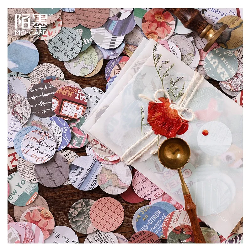 10 Sets/Lot Retro Junk Journal Round Series Sticker Decorative Mobile Stickers DIY Scrapbooking Craft Stickers