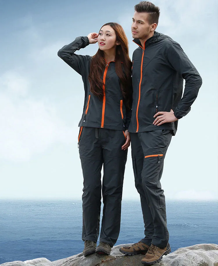 Camping Wandern Kleidung Set Outdoor-Sport Männer Frauen Sommer Sportswear Anzug Mit Kapuze Jacken Hosen Schnell Trocken Atmungs Set ST01 – Detail 16