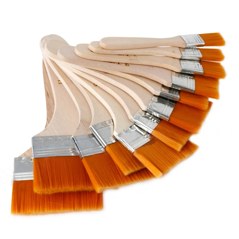 12pcs/Set High quality nylon Mao Banshua oil paint brush artists BBQ brush for painting art Easy To Clean wooden cleaning brush