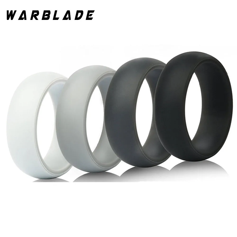 4pcs/set 8mm Food Grade FDA Silicone Ring Hypoallergenic Crossfit Flexible 100% Silicone Finger Rings For Men Women 6-12 Size