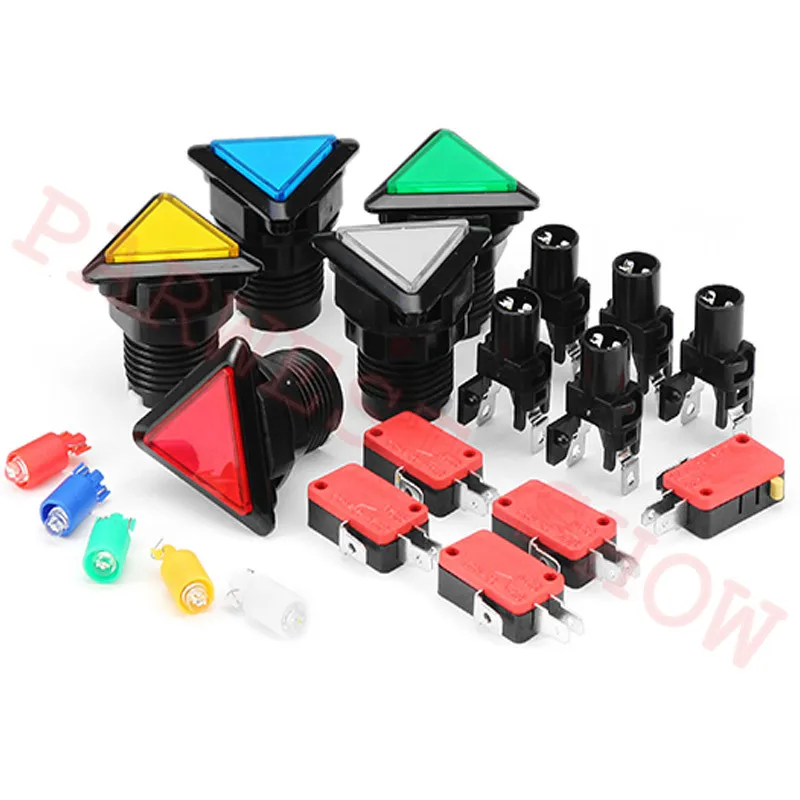 

10PCS/Lot DC12V 39*39*39mm Indicator Arcade game 5 color choose Triangle LED Button Momentary Push Button with Micro-Switch