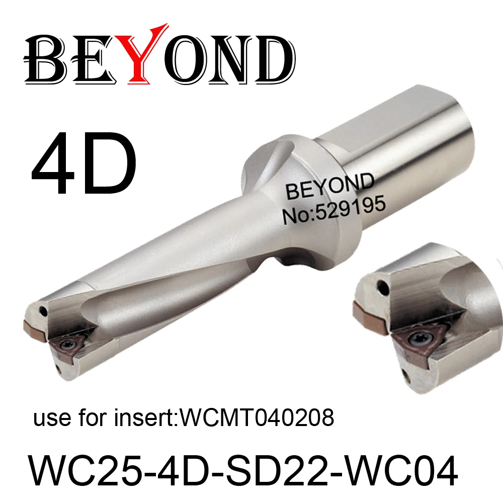 

BEYOND WC 22mm 22.5mm WC25-4D-SD22-WC04 WC25-4D-SD22.5-WC04 U Drilling Carbide Inserts WCMT040208 Drill Bit Indexable CNC Tools