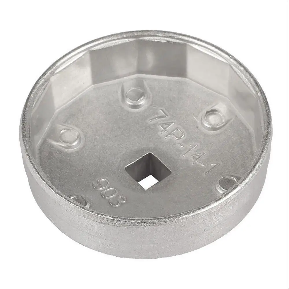 Portable Wearproof Rust-proof Hattype Aluminum Oil Filter Wrench Socket Remover Tool 74mm 14 Flute Oil Filters Element Spanner