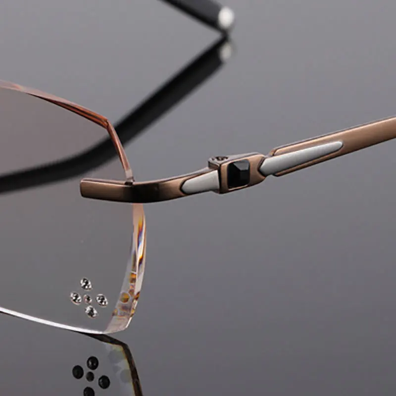 Reven Jate 611 Pure Titanium Rimless Diamond Cutting Man Glasses Frame Optical Prescription Eyeglasses Men Eyewear Fashion