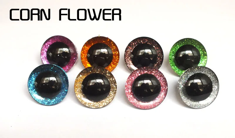 16-25mm Plastic Clear Safety Toy Eyes + Glitter Nonwovens For Diy Doll Materials-8 Color Can Choose