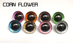 16-25mm Plastic Clear Safety Toy Eyes + Glitter Nonwovens For Diy Doll Materials-8 Color Can Choose