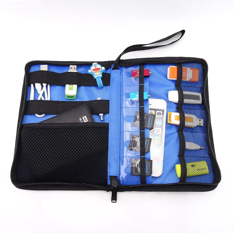 Portable Travel Folding Storage Bag for USB Flash Drives, Cable, U disk, SD Card, Earphone, Digital Accessories Organizer Case