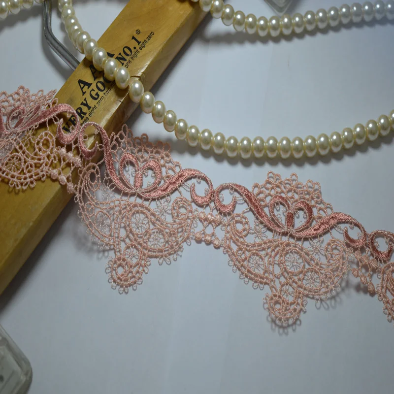 5Yards 6.5Cm Wide Green Or Pink Pink Hollow Wavy Floral Venise Lace Trim with Design for Wedding Bridal,Garment Decoration Venic