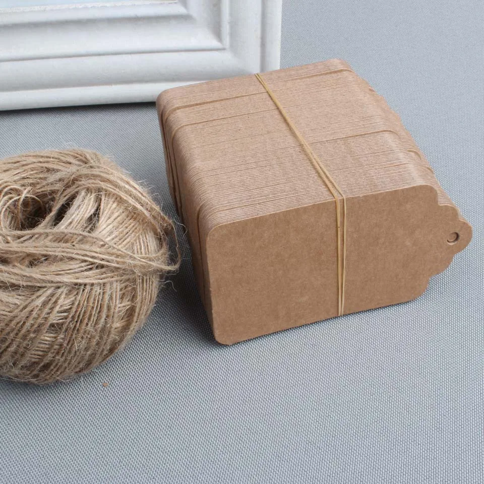 Großhandel 500 Stück 4,5 x 9 cm leere Preisschild Kraftpapier Geschenkanhänger mit Hanfschnüre DIY braunes Papier Kraftetikettenpapier TAGGING – Detail 5
