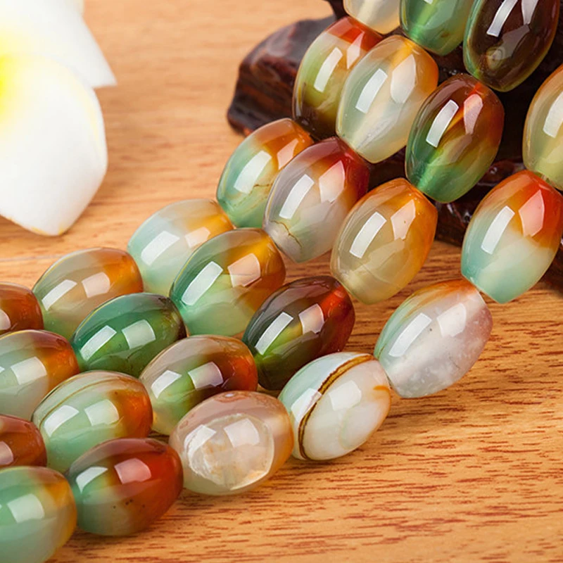

8x12 10x14 12x16mm Mix Color Natural Stone Peacock Agates Beads Strand 40cm Loose Jujube Beads For DIY Jewelry Making Bracelet