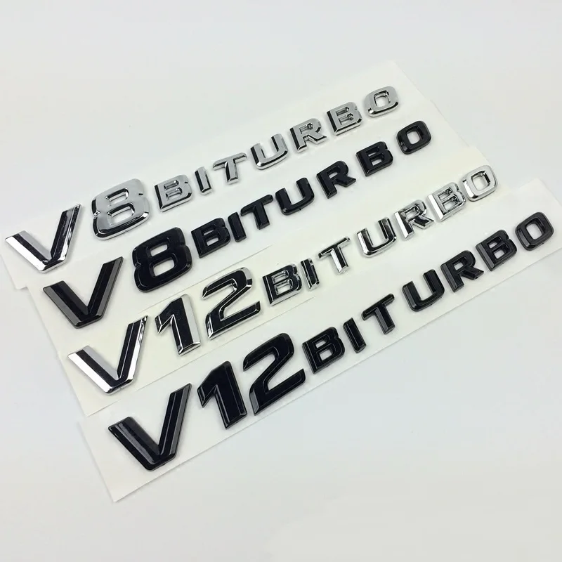 3D Car Sticker Emblem Logo Badge V8 V12 Biturbo Emblem Badge Decal Car Styling For Mercedes Benz AMG BMW VW Hyundai Mazda