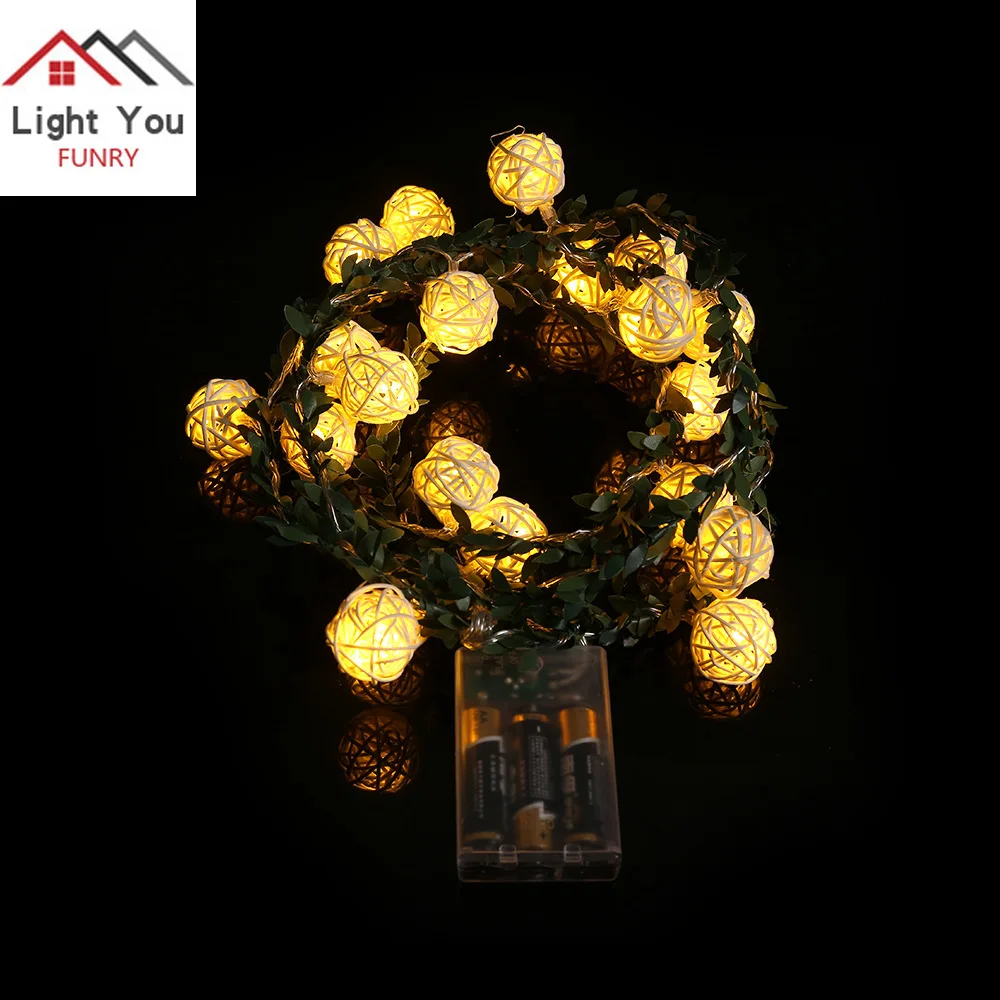 Kerst Decoratie 2.2 Meter 20led Rotan Bal Ronde Cane Combinatie Licht String Halloween Interieur Light String
