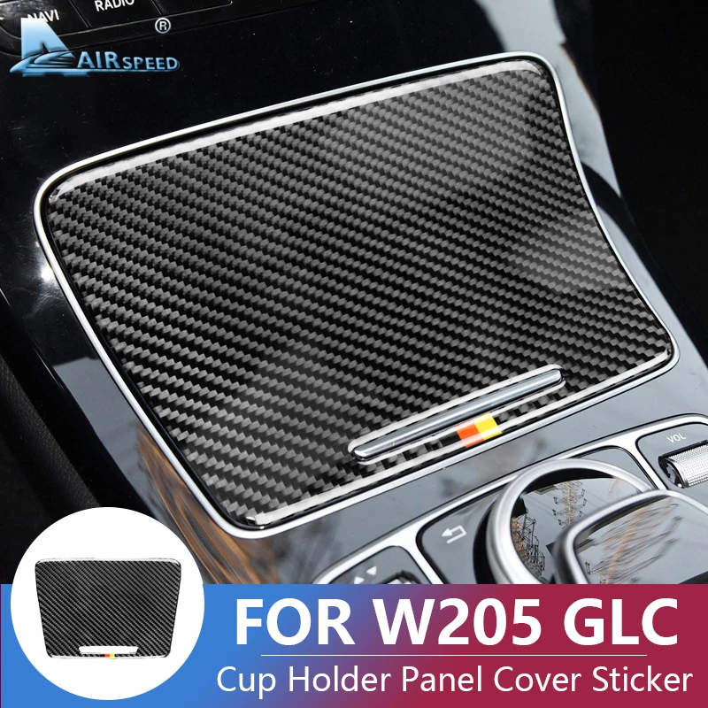 

Real Soft Carbon Fiber for Mercedes Benz W205 C180 C200 C300 GLC X253 Cup Holder Panel Sticker Car Interior Trim Accessories