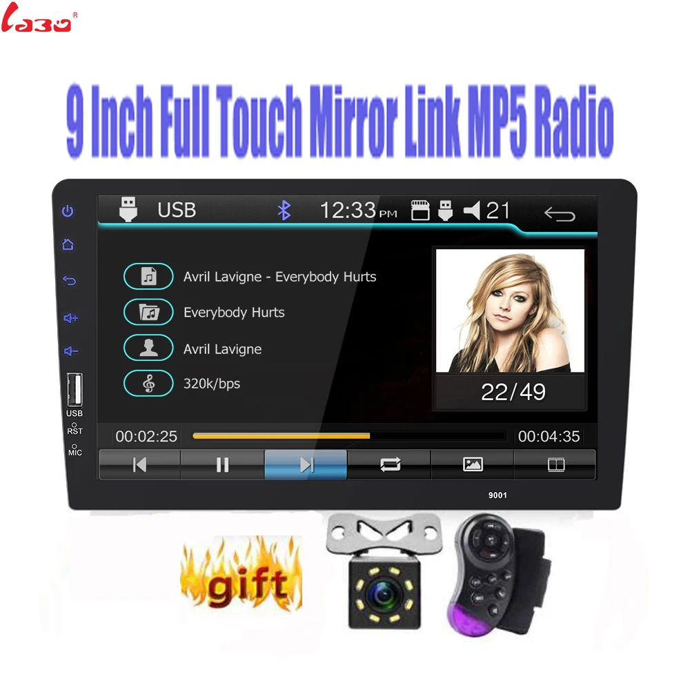 

New 9" Touch Mirrorlink Auto audio Player Bluetooth USB Rear View Camera 2din car radio MP5 Player One Din Autoradio No Android