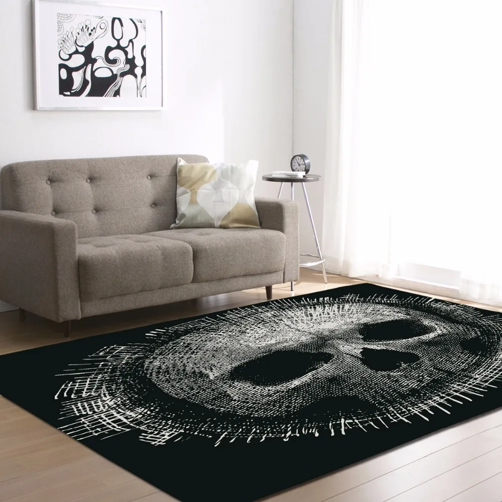 

Black Skull 3D Carpets Halloween Living Room Area Rug Kids Play Boys Bedroom Room Rugs Kitchen Mat Memory Foam Bathroom Floormat