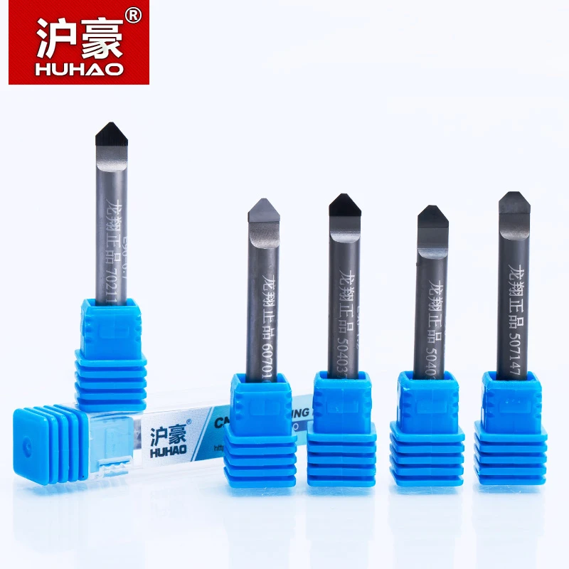 HUHAO 1pc 6mm HSS Router End Mill Diamond PCD Tools Stone Hard Granite Cutting Engraving Bits 70 90 Degree CNC Cutter for Marble