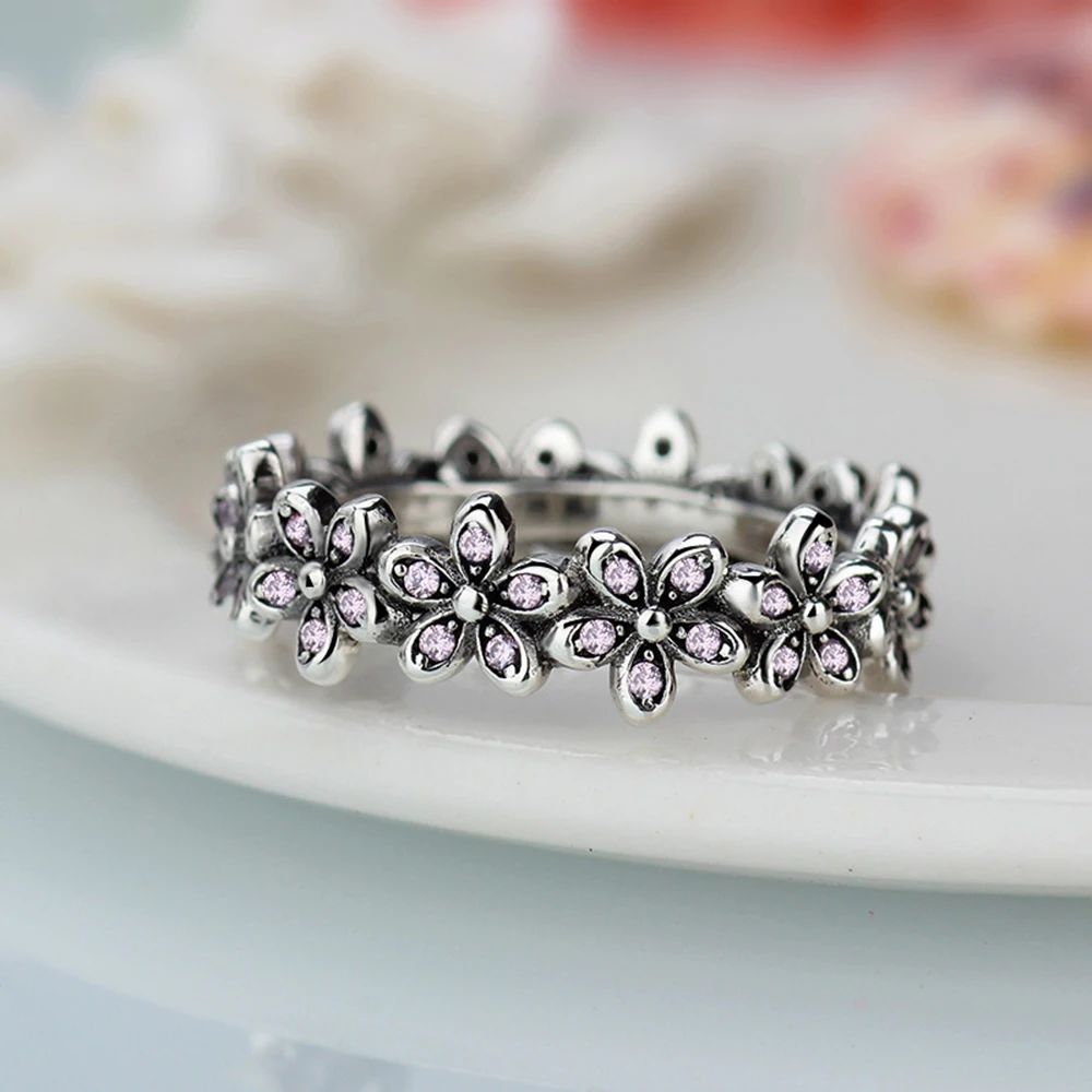 CUTEECO Daisy Rings for woman Silver Color Clear CZ Flowers Brand Rings fashion Wedding Party Jewelry