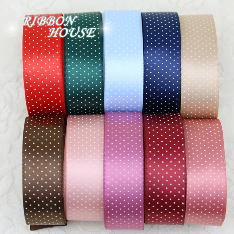 (2 meters/lot) 25mm Cartoon Polka Dots Printed Grosgrain Ribbon Lovely Series Ribbons DIY handmade materials Sewing Accessories