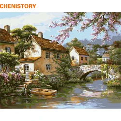 CHENISTORY Pittura A Olio di DIY Dai Numeri di Arte Della Parete Foto di Paesaggio della Tela di Canapa Pittura Complementi Arredo Casa Per Soggiorno Opere D'arte 40x50 lago