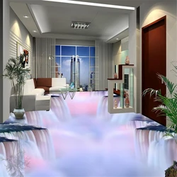 Custom floor painting waterfall water 3D floor mural tile three-dimensional painting living room bedroom flooring papel de pared