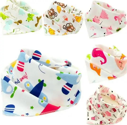 5pc/lot Baby Bibs 100% Cotton Triangle Head Scarf Boy Kerchief Girl Babador Bandana Dribble Bib Bb10