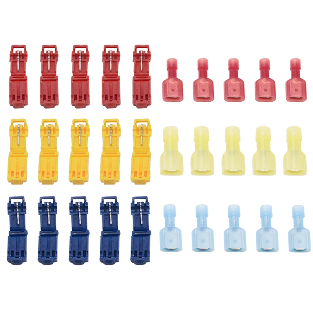 10pcs/lot T Quick Splice Crimp Terminal Wire Convenient Connector Scotch Lock Quick Splice Electrical Car Audio T1 T2 T3