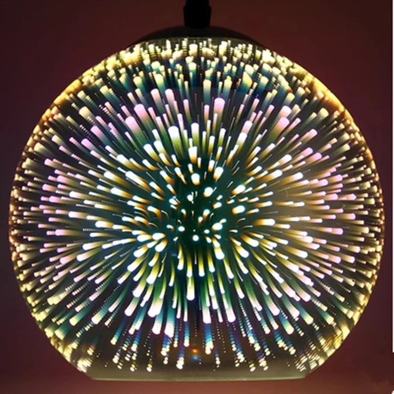 Modern LED 3D Glass Ball Pendant Light Colorful Plated Glass Mirror Ball hanging light Dia 15cm/20cm/25cm/30cm 110V-240V