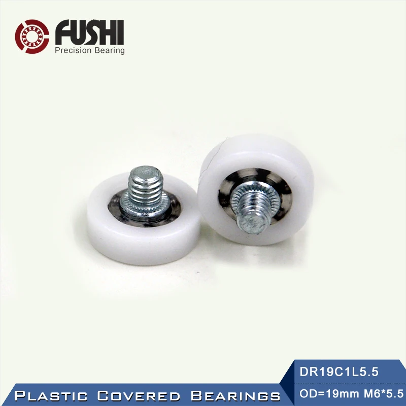 

DR19C1L5.5 Screw Pulley Bearing 6*19*6 mm ( 2 PCS ) Doors and Windows Roller Mute Wheel POM 626 M6*5.5 Plastic Covered Bearings