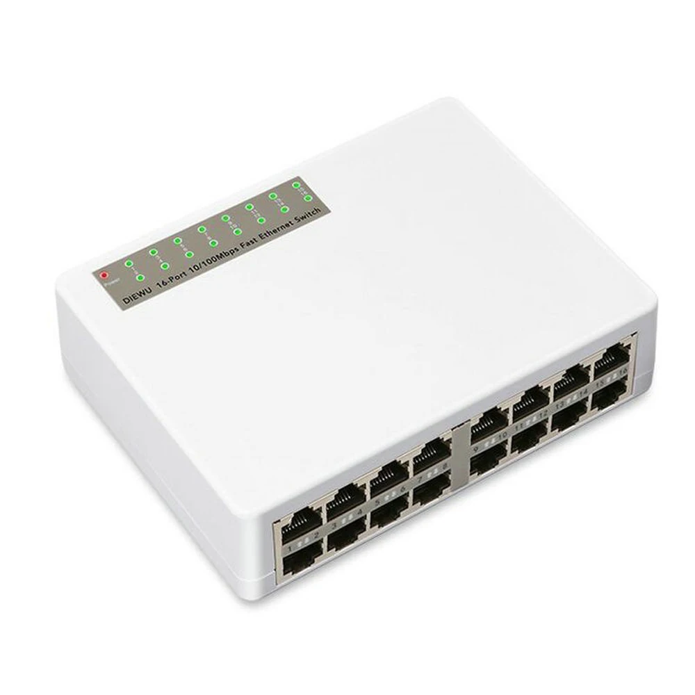 16 Ports Fast Ethernet LAN RJ45 Vlan 10/100Mbps  Network Switch Switcher Hub Desktop PC