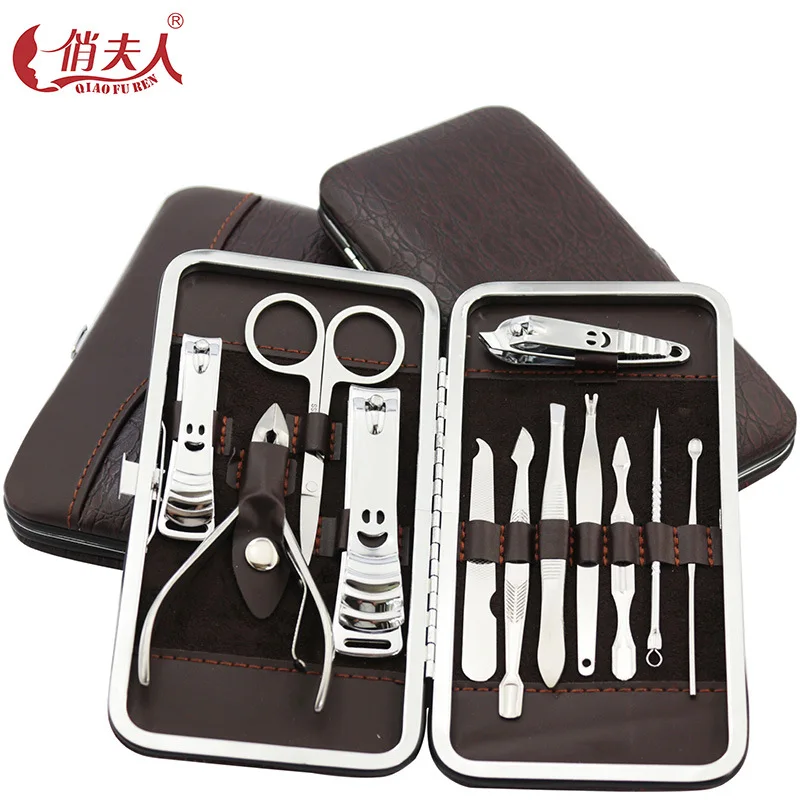 

12 in one Nail Clipper Set nails manicure tools Pedicure knife Scissors Nail Care Nipper Cutter Cuticle Grooming Kit with Case